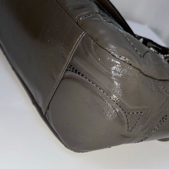 COACH F18326 Signature Gallery Stitch Patent C logo Leather Gray Tote Bag - Picture 10 of 14